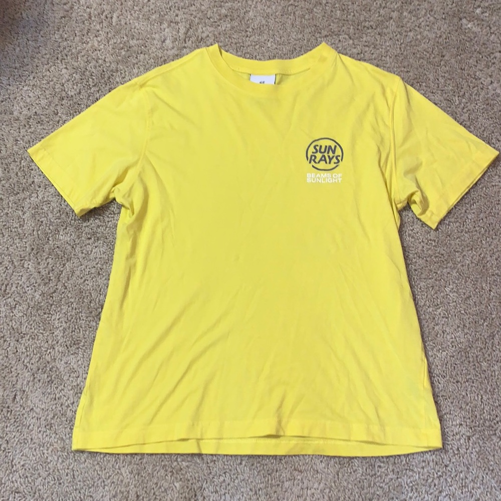 Men’s H&M Yellow Cotton Sun Rays Short Sleeve T-shirt Size Medium